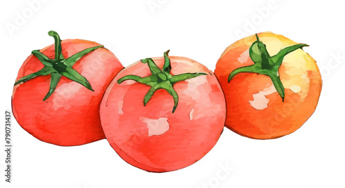 新鮮なトマトの水彩画。AI生成画像。