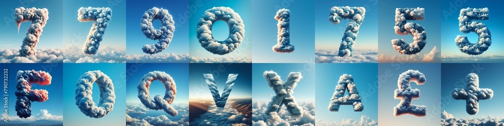 Naklejka premium Cloud lettering. AI generated illustration