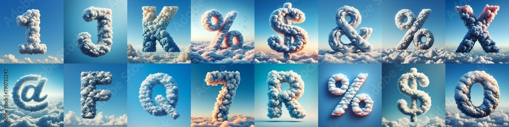 Naklejka premium Cloud lettering. AI generated illustration