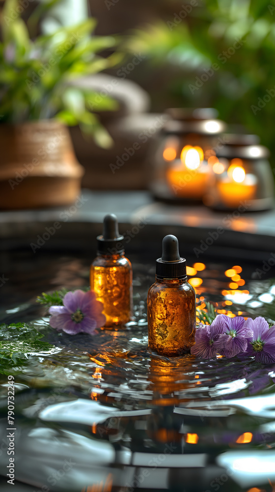 Ambient Aromatherapy Setup with Candles and Essential Oils Ambient Aromatherapy Setup with Candles and Essential Oils