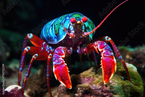 A mantis shrimp using its powerful claws to catch prey.