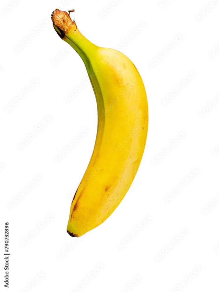 A single pic banana on trensforent baground top view A single pic banana on trensforent baground top view