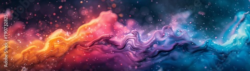 A colorful, swirling line of paint with a blue and purple section photo
