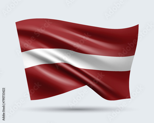 Vector illustration of 3D-style flag of Latvia isolated on light background. Created using gradient meshes, EPS 10 vector design element from world collection