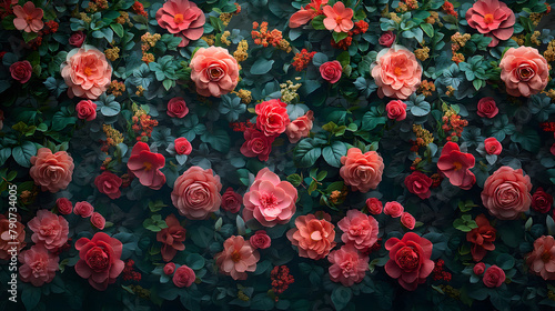 Wallpaper Mural Enchanting Floral Tapestry: A Lush Array of Roses in Full Bloom Torontodigital.ca