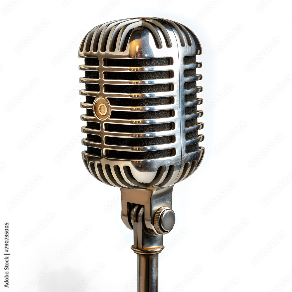 Naklejka premium Vintage Classic Microphone on a White Background