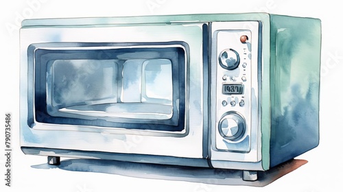 A watercolor painting of a microwave oven.