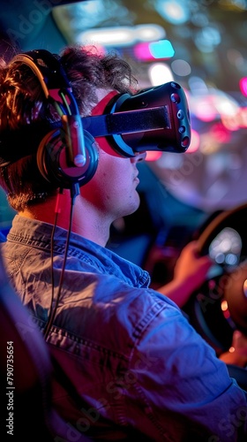 Examiner monitoring a virtual reality driving simulation, nextgen licensing assessment 