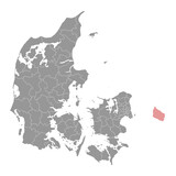 Bornholm map, administrative division of Denmark. Vector illustration.