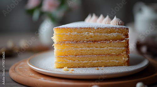 Close-Up of a Delicious Layered Cake with Cream and Spices