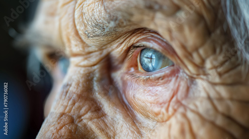 Wisdom of age is captured in this close-up of a senior's eye, with lines of experience etched into the skin. © RISHAD