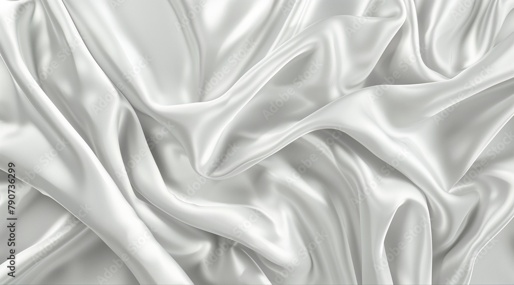 Obraz premium The luxury of white fabric texture background.Closeup of rippled white silk fabric.Abstract white cloth. Cloth soft wave. Creases of satin, silk, and cotton
