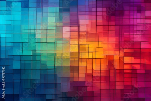 Rainbow colorful Psychedelic, multicolored grid with variable proportions abstract art banner background wallpaper with copy space  photo