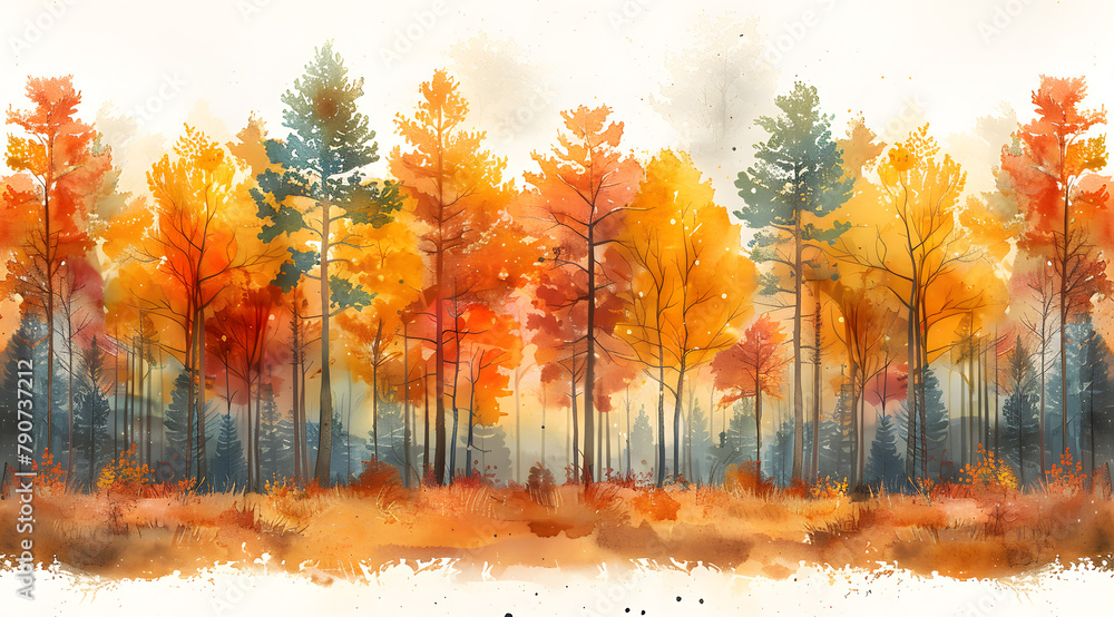 Seasons Unveiled: Watercolor Forest with Interactive Scratch-Off Autumn Transition