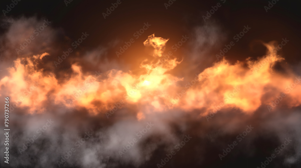 Intense Flames Emerging From the Obscuring Smoke and Darkness