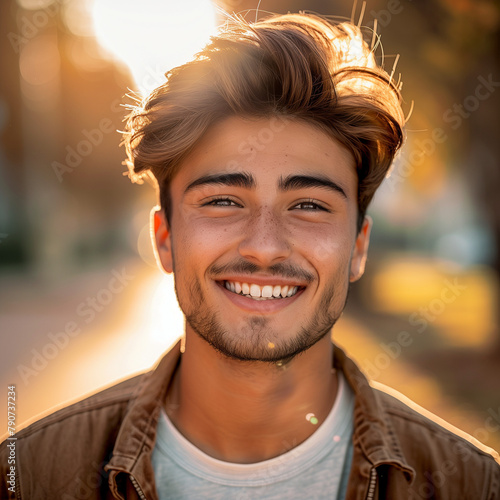明るく微笑みかける男性