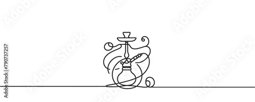 Continuous one line drawing of hookah, tobacco smoking equiptment. simple sheesha outline vector illustration