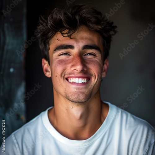 明るく微笑みかける男性