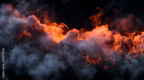 Intense Flames Emerging From the Obscuring Smoke and Darkness photo