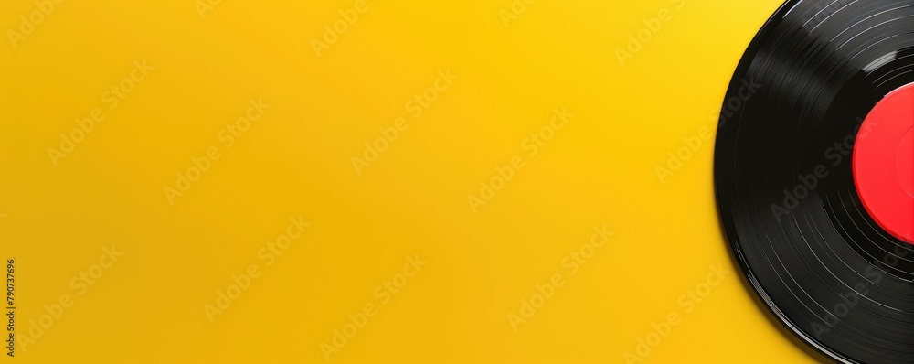 classic vinyl record against a solid bright yellow background, evoking a retro yet modern feel. classic vinyl record against a solid bright yellow background, evoking a retro yet modern feel.