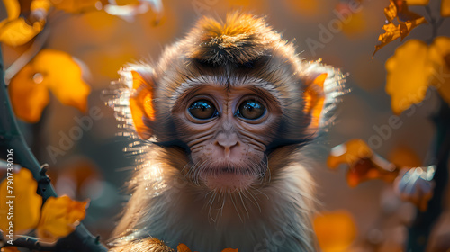 close up of a long tailed macaque 8k wallpaper © AY AGENCY