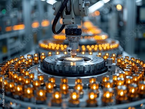 Meticulous Robotic Assembly of Electric Vehicle Components in Futuristic Factory