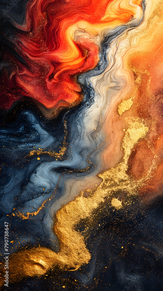 Abstract Cosmic Artwork of Blue and Gold Swirling Galaxies Abstract Cosmic Artwork of Blue and Gold Swirling Galaxies
