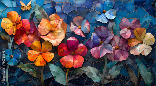 Interlocking Blossoms: Cubist Watercolor Garden Unveils Floral Forms in Fragmentation