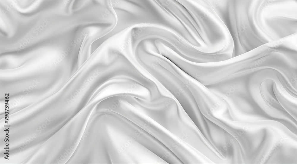 The luxury of white fabric texture background.Closeup of rippled white silk fabric.Abstract white cloth. Cloth soft wave. Creases of satin, silk, and cotton