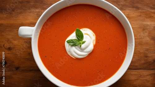 Tomato puree soup with cream.