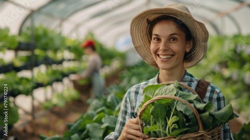 female farmer holding vegetable basket