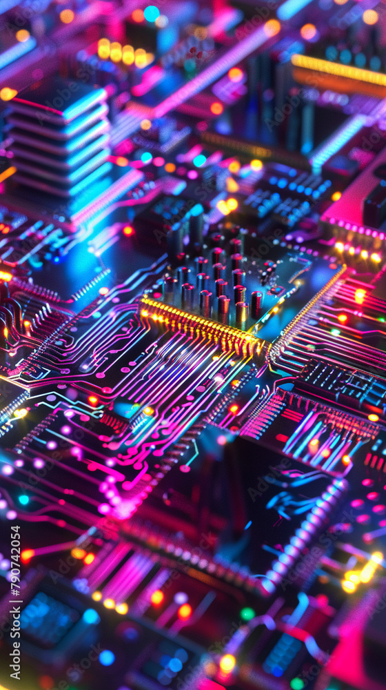 Quantum computer circuit in vibrant 3D style Quantum computer circuit in vibrant 3D style