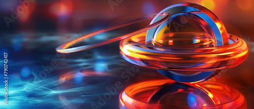 Spinning gyroscope in action, 3D vector illustration photo