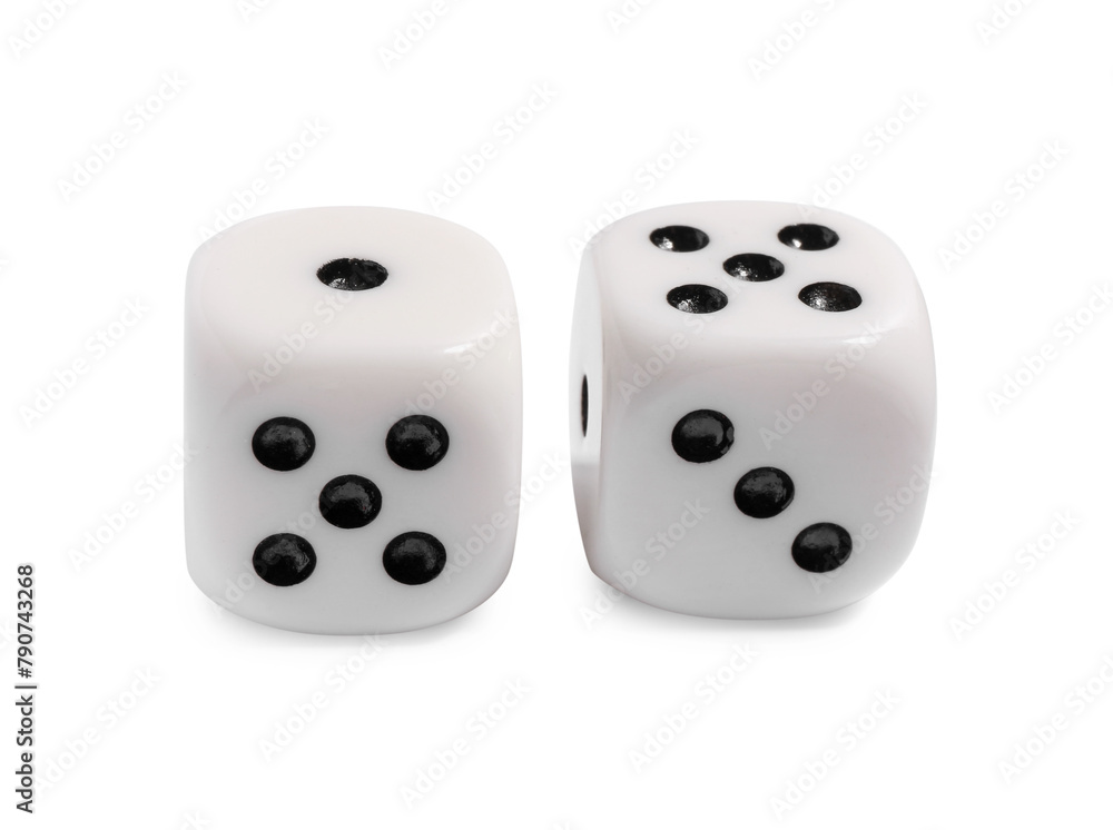 Two dices isolated on white. Game cubes Two dices isolated on white. Game cubes