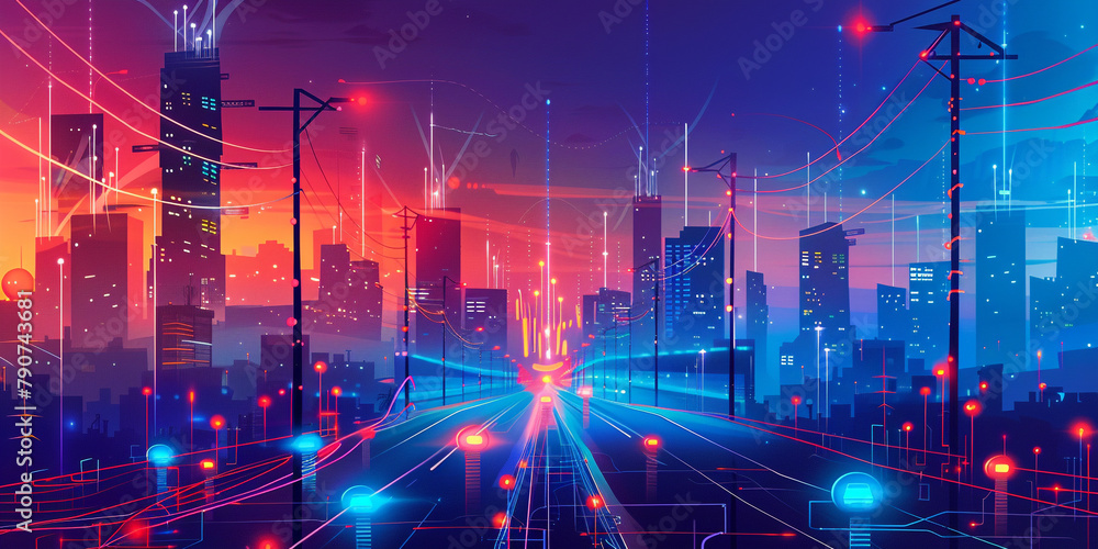 a vector scene exploring the potential of 5G technology, with high-speed networks and seamless connectivity revolutionizing communication 16k ultra HD