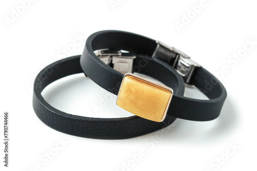 Leather bracelets with amber