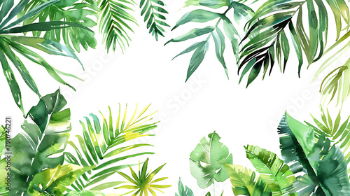 Hand Drawn Watercolor Tropical Plants Background