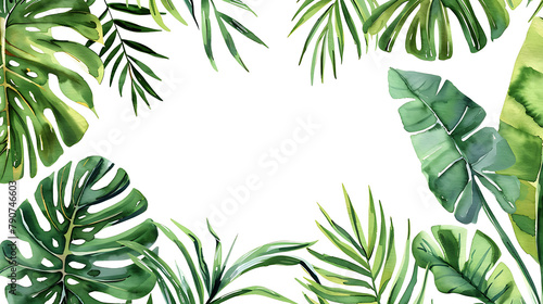 Hand Drawn Watercolor Tropical Plants Background
