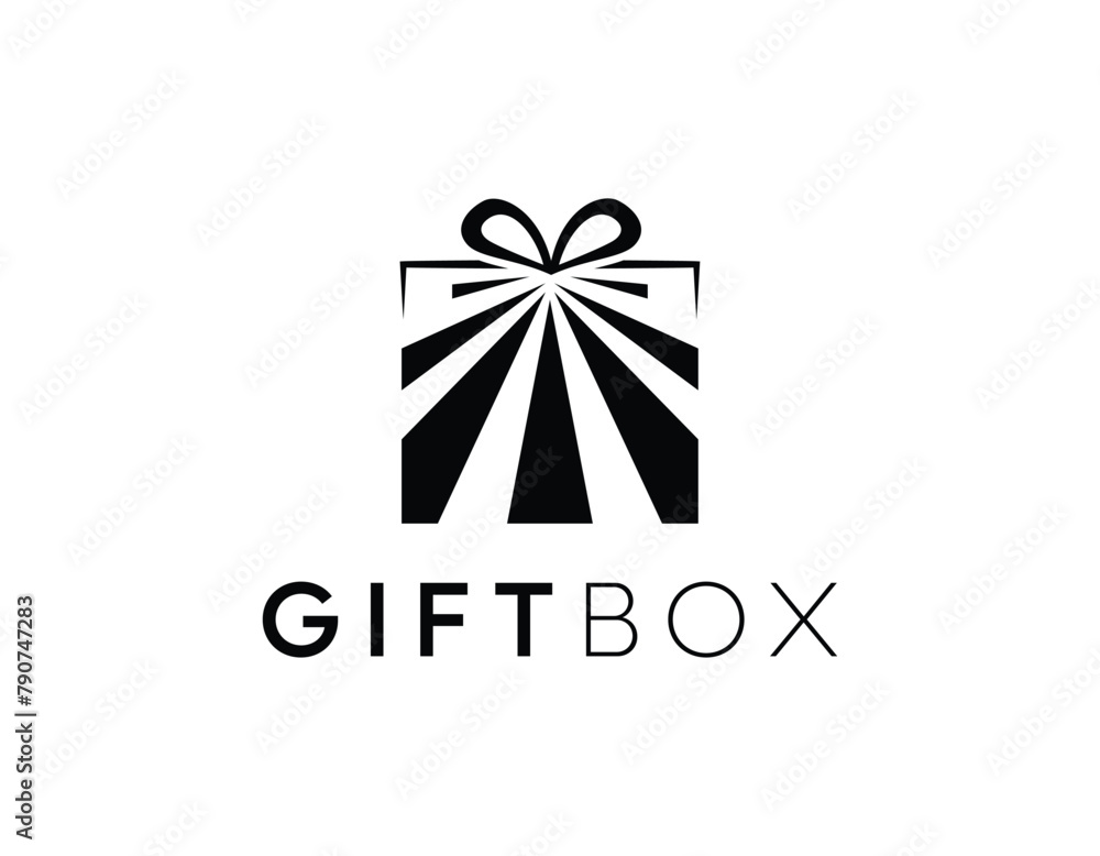 Abstract square gift box icon with letter gift vector logo design, gift box logo design, gift box with love tag vector logo design Abstract square gift box icon with letter gift vector logo design, gift box logo design, gift box with love tag vector logo design