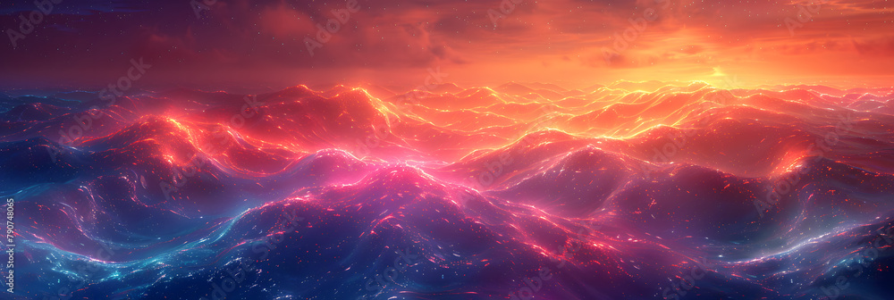 Fototapeta premium Sunset Transition - Vibrant Purple Hues Fade into Calm Blue Twilight