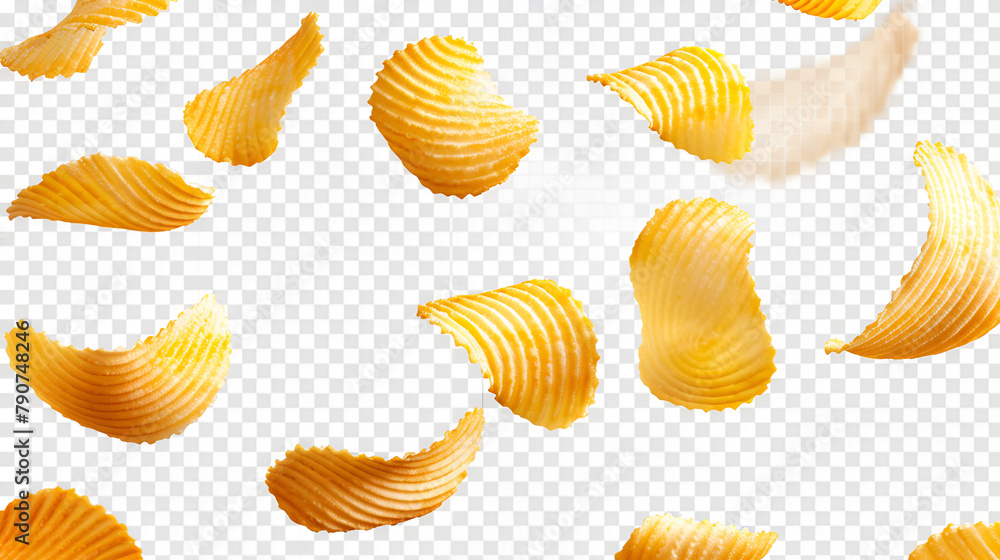 Obraz premium Stack of crunchy potato chips,generative ai