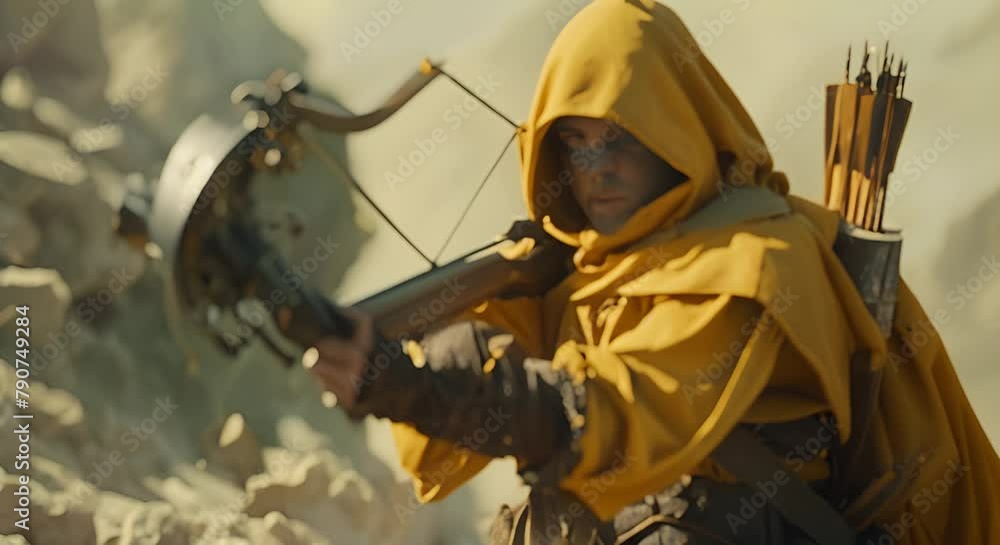 Robed warriors carry bows and arrows Robed warriors carry bows and arrows