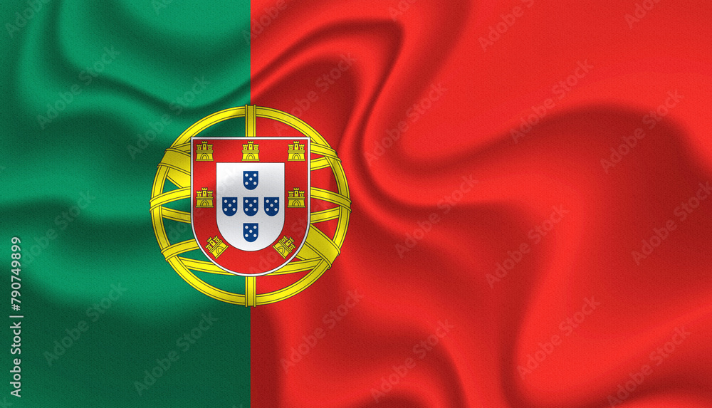 Portugal national flag in the wind illustration image