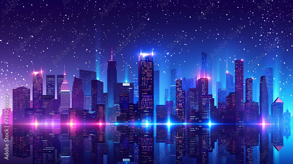 Realistic futuristic city view with skyscrapers Realistic futuristic city view with skyscrapers
