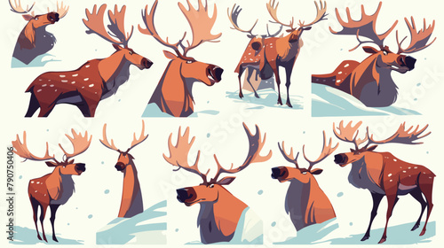 Cartoon funny moose. Vector illustration isolated 2