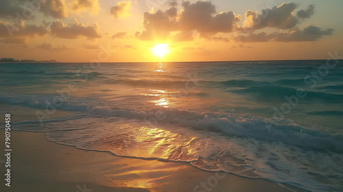 Sunrise over the beach in Cancun
