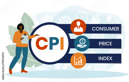 CPI : Consumer Price Index acronym. typography design illustration with line icons