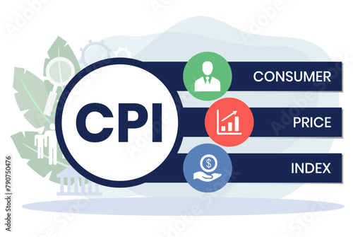 CPI : Consumer Price Index acronym. typography design illustration with line icons