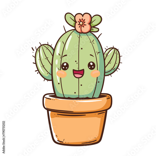 Wallpaper Mural Cute kawaii cactus plant cartoon character illustration vector design Torontodigital.ca