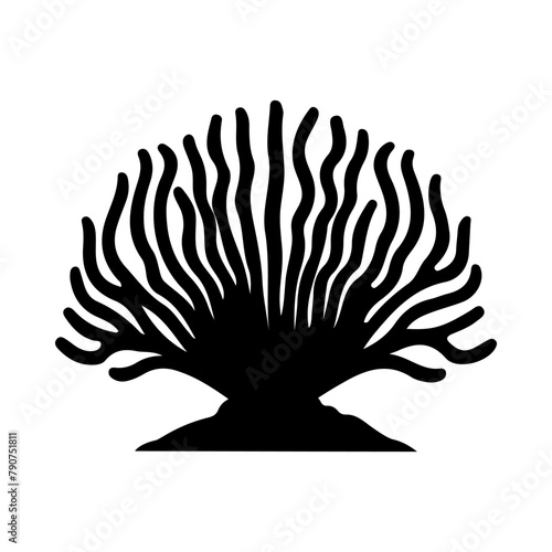Illustration of sea Coral silhouette on isolated background